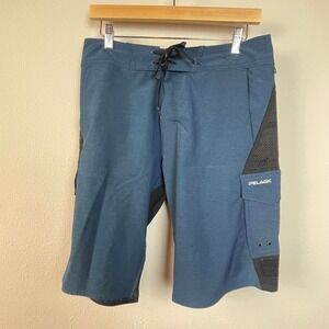 Pelagic FX90 Tactical‎ Fishing Shorts Men's 32 Blue Black Quick Dry Mesh Pockets